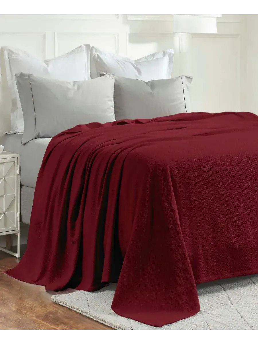 Легкое тканое одеяло Nobel Cotton Jacquard Dobby Weave Textured Chevron, размер King Superior — изображение 6 из 7, бордовый