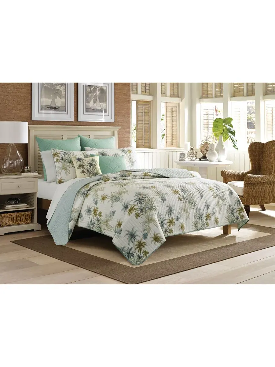 Стеганое одеяло Serenity Palms Cotton Reversible, King Tommy Bahama Home — изображение 2 из 3, мульти голубой