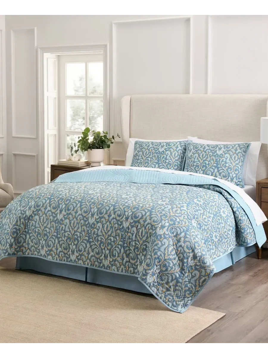 Комплекты хлопковых стеганых одеял Kensington Waverly, аквамариновый — изображение 3 из 3