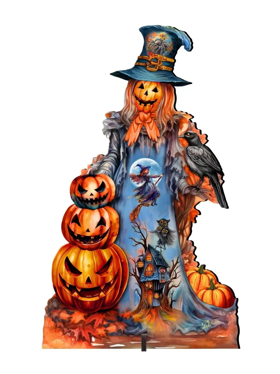 Декоративная фигура из фанеры Pumpkin Scarecrow Designocracy