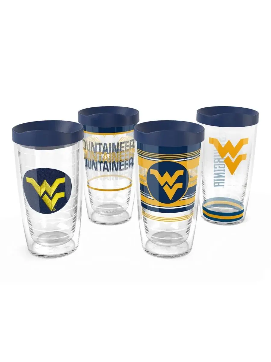 Набор из 4 стаканов Tervis West Virginia Mountaineers Emblem, Hype Stripes, Arctic and Competitor