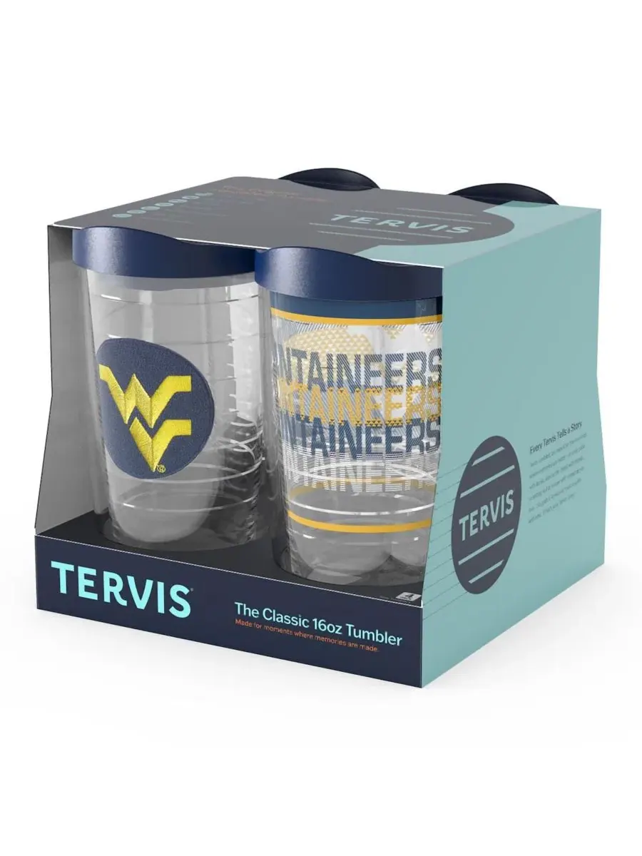 Набор из 4 стаканов Tervis West Virginia Mountaineers Emblem, Hype Stripes, Arctic and Competitor — изображение 2 из 5