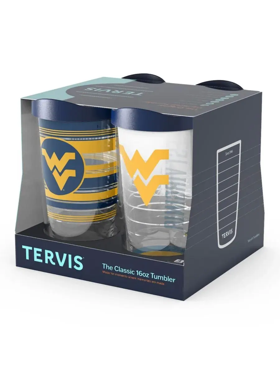 Набор из 4 стаканов Tervis West Virginia Mountaineers Emblem, Hype Stripes, Arctic and Competitor — изображение 3 из 5