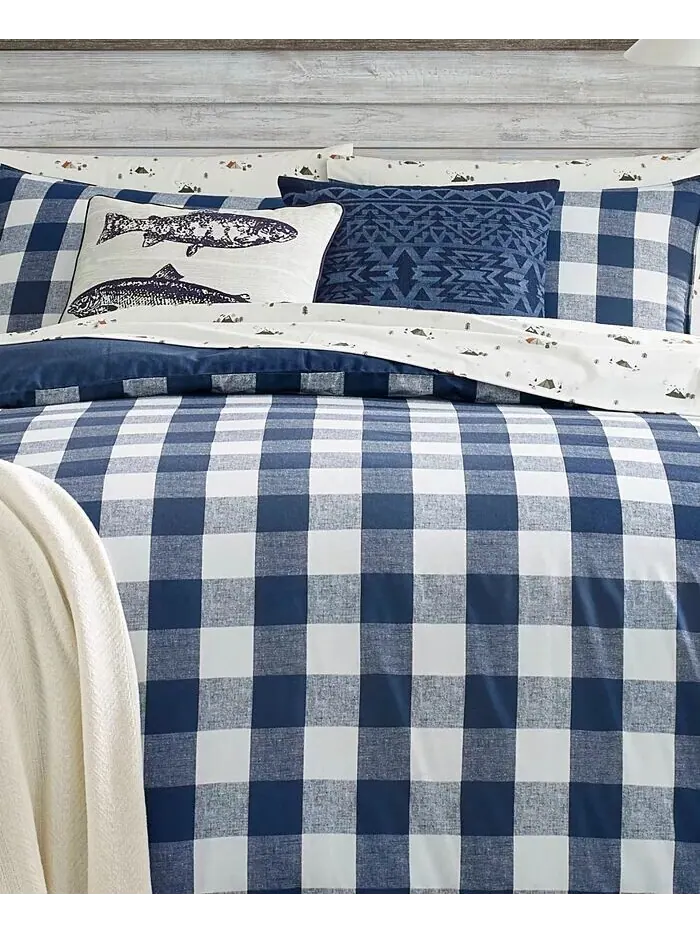 Наборы пододеяльников в клетку Lakehouse Eddie Bauer — изображение 3 из 5, синий