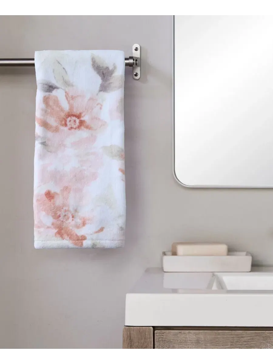 Набор из 2 полотенец для рук с акварельным принтом Misty Floral SKL Home — изображение 3 из 4, пудровый розовый