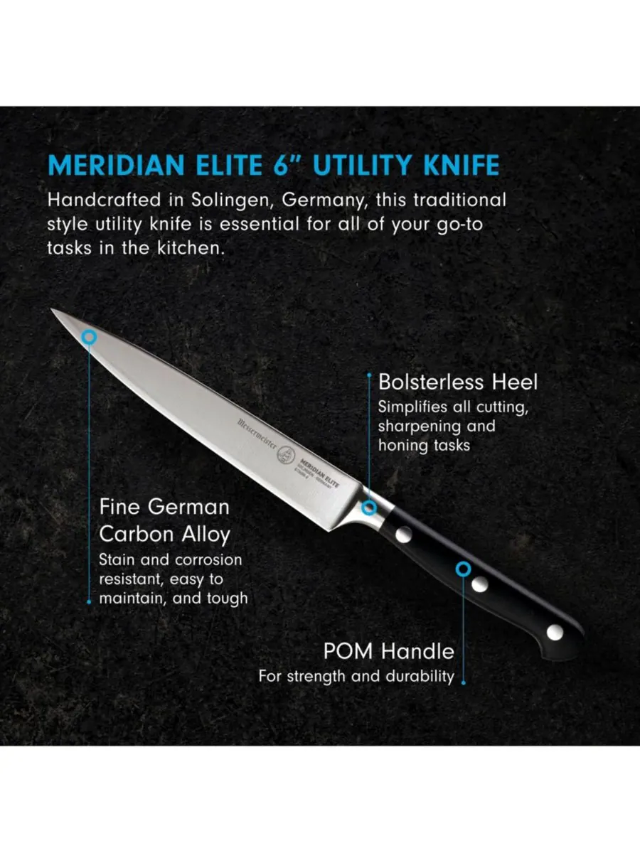 Универсальный нож Meridian Elite, 6 дюймов Messermeister — изображение 5 из 6, серебристый черный