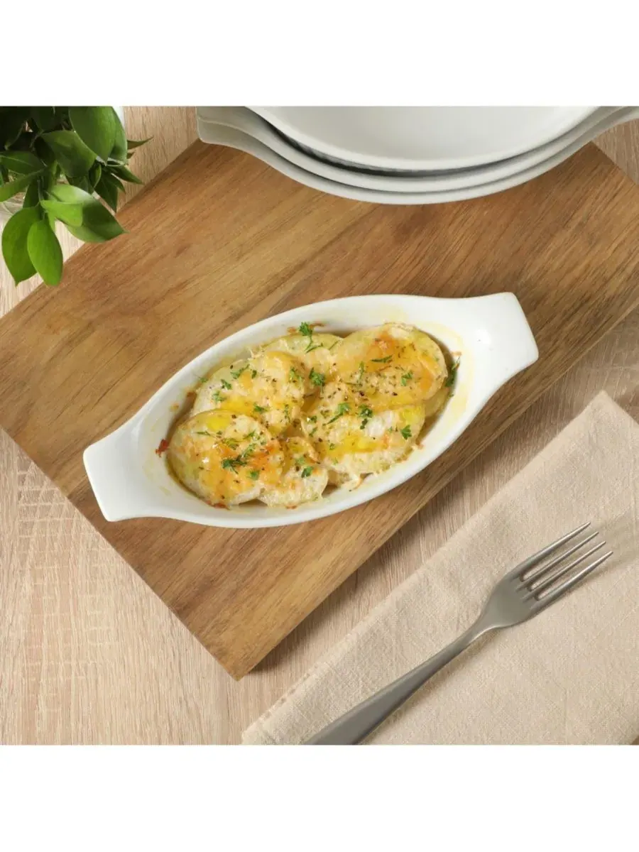 Набор из 4 овальных керамических форм для запекания Gracious Dining объемом 425 мл (425 г ) — изображение 7 из 8, белый