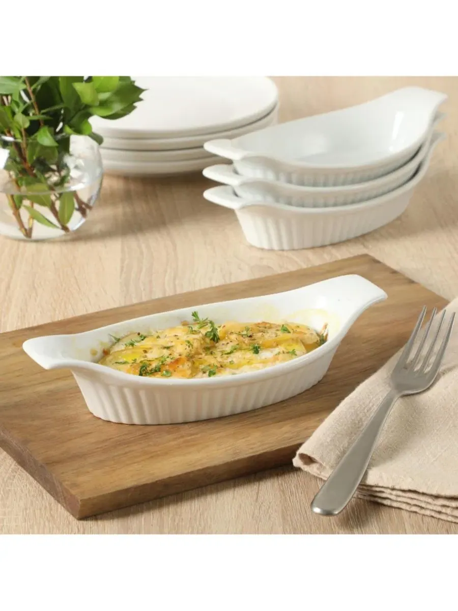 Набор из 4 овальных керамических форм для запекания Gracious Dining объемом 425 мл (425 г ) — изображение 8 из 8, белый