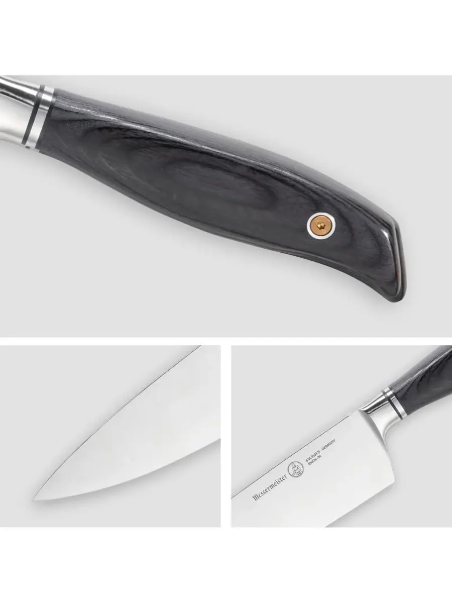 Кухонный нож кузнеца / 20 см Messermeister — изображение 6 из 7, серебристый черный