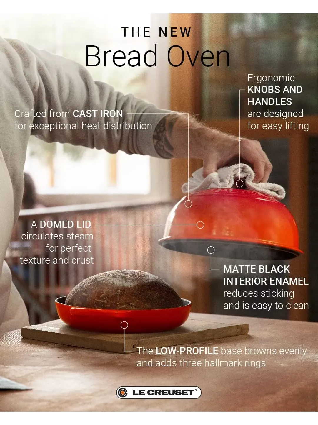 Форма для выпечки Le Creuset Enameled Cast Iron Signature Round Bread Oven, 1,6 л, 24 см — изображение 5 из 7, морская соль