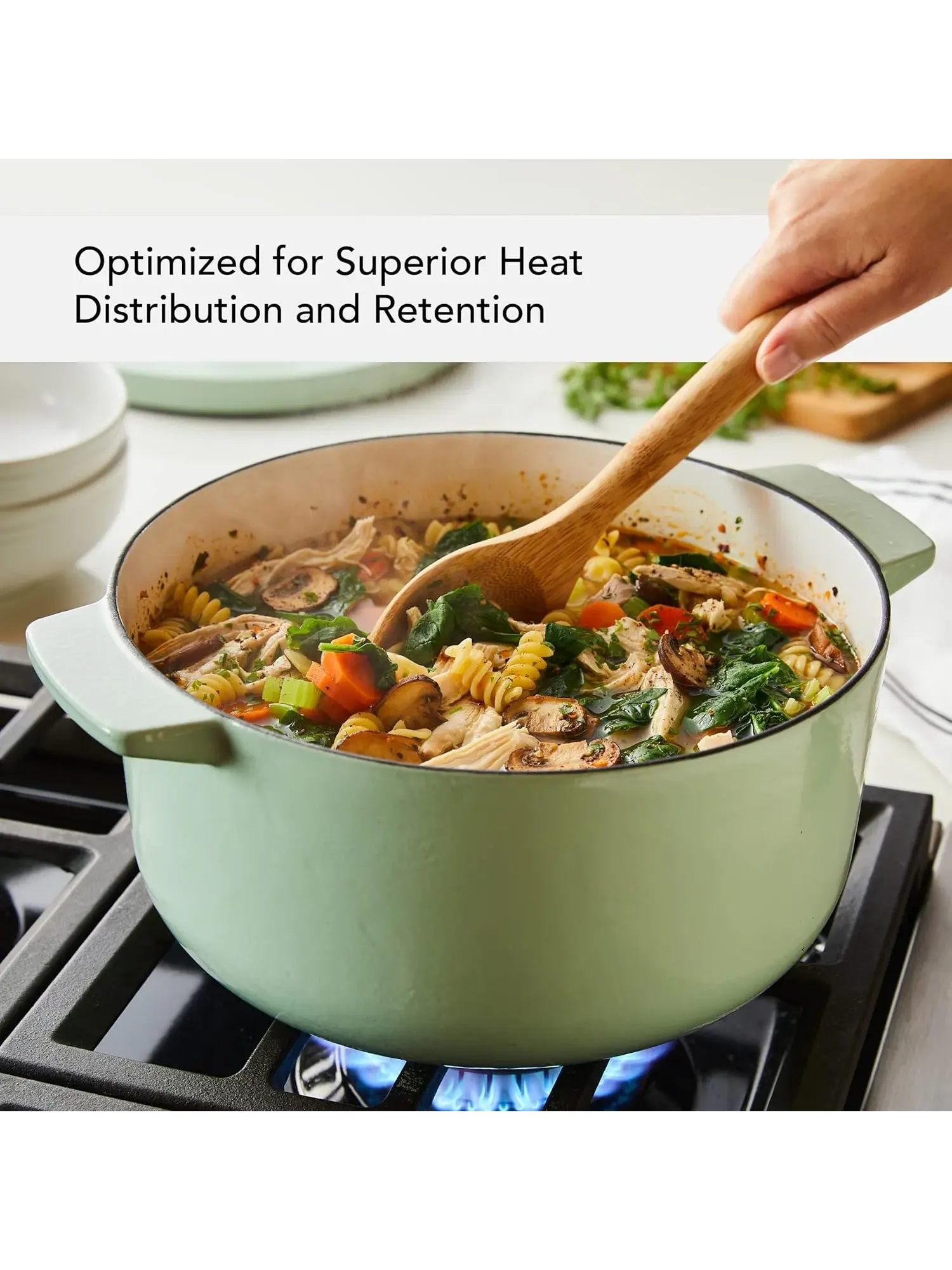 Кастрюля-жаровня KitchenAid Enameled Cast Iron Dutch Oven, 5,7 литра, Фисташковый — изображение 4 из 13, писташковый