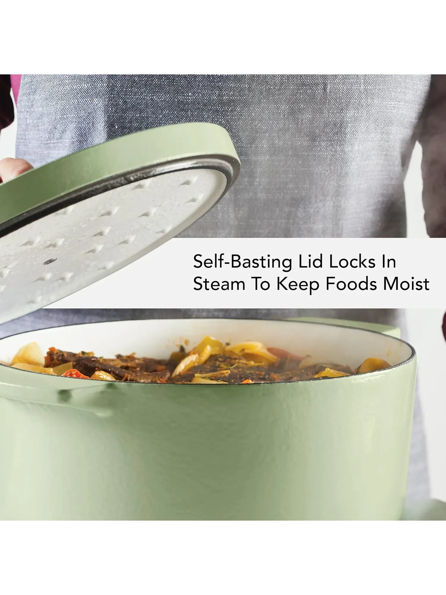 Кастрюля-жаровня KitchenAid Enameled Cast Iron Dutch Oven, 5,7 литра, Фисташковый — изображение 5 из 13, писташковый
