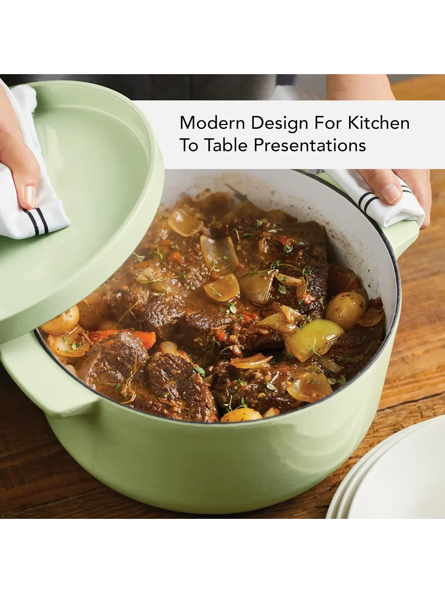 Кастрюля-жаровня KitchenAid Enameled Cast Iron Dutch Oven, 5,7 литра, Фисташковый — изображение 6 из 13, писташковый