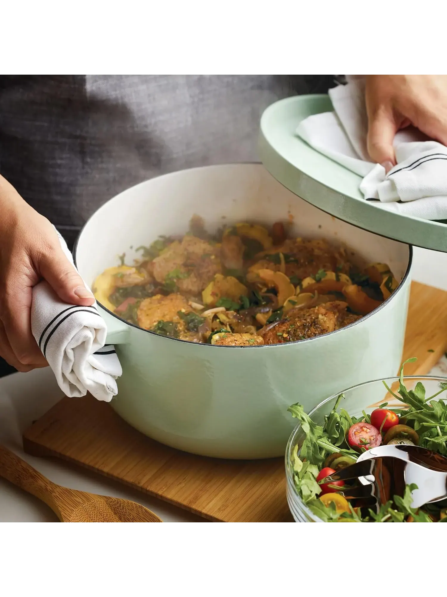 Кастрюля-жаровня KitchenAid Enameled Cast Iron Dutch Oven, 5,7 литра, Фисташковый — изображение 7 из 13, писташковый