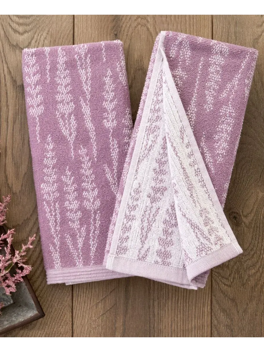 Набор из 2 полотенец для рук с принтом Lavender Silhouette Jacquard SKL Home — изображение 2 из 4, фиолетовый