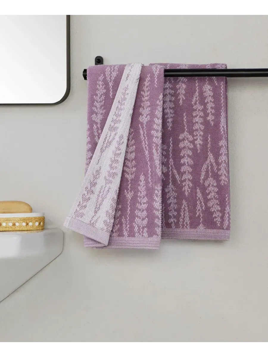 Набор из 2 полотенец для рук с принтом Lavender Silhouette Jacquard SKL Home — изображение 3 из 4, фиолетовый