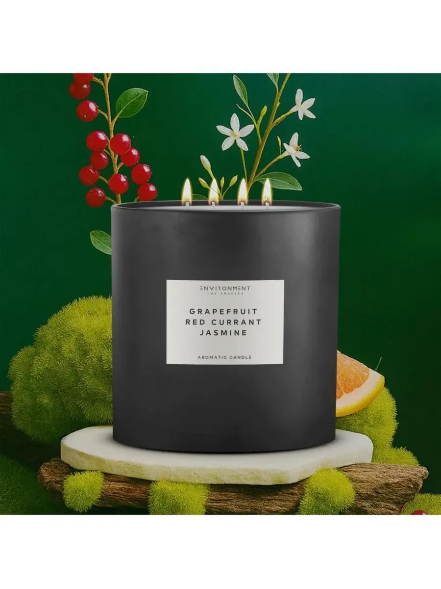 Ароматическая свеча Grapefruit | Red Currant | Jasmine ENVIRONMENT — изображение 2 из 3, серый