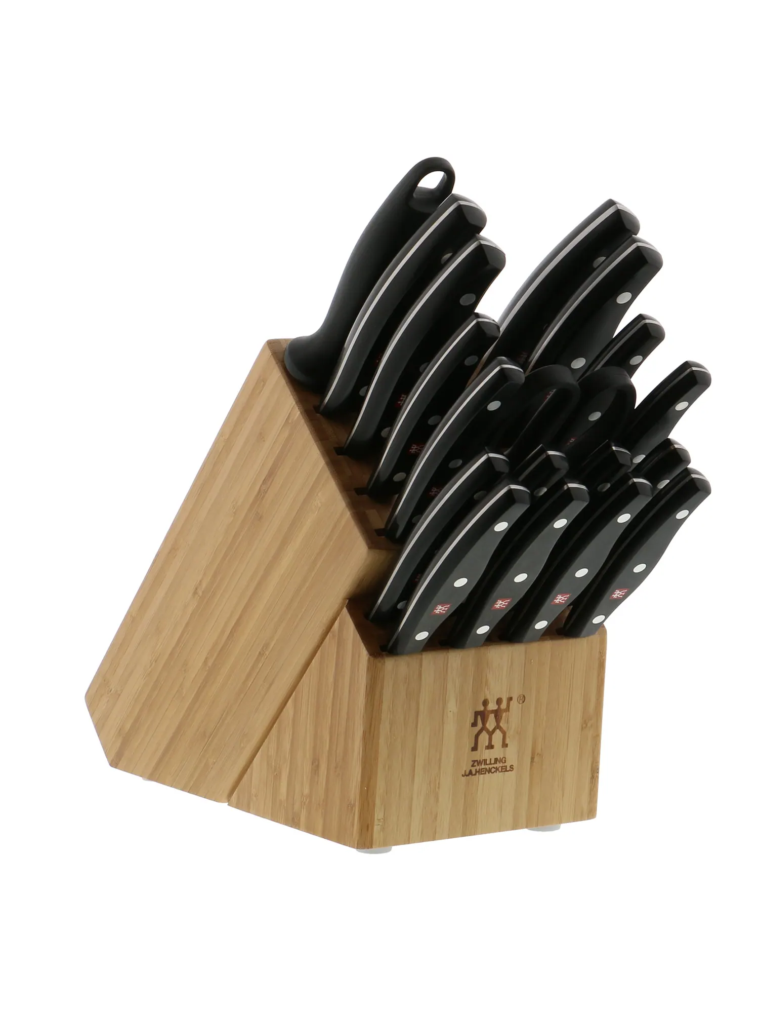 Набор кухонных ножей в блоке Zwilling Twin Signature, 19 предметов, коричневый/бамбук