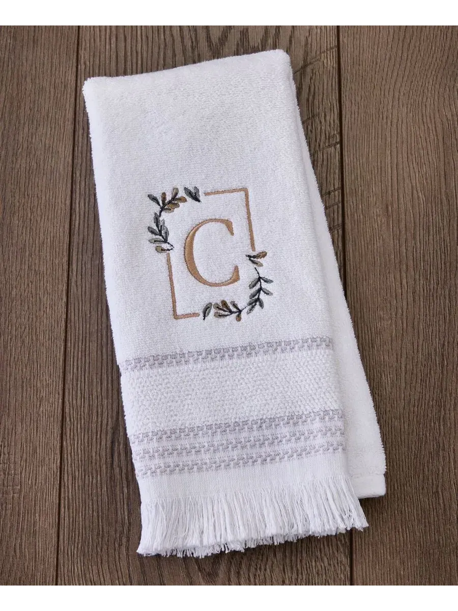 Набор полотенец для рук Everyday Monogram, 2 шт., 40 x 66 см, махровое, с монограммой SKL Home, C — изображение 2 из 4