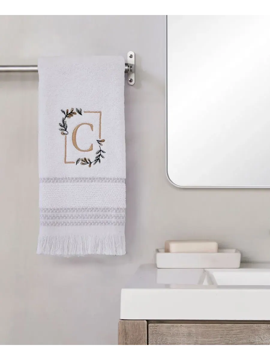 Набор полотенец для рук Everyday Monogram, 2 шт., 40 x 66 см, махровое, с монограммой SKL Home, C — изображение 3 из 4