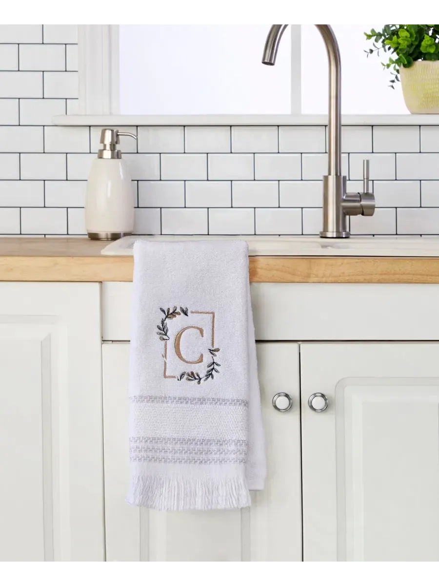 Набор полотенец для рук Everyday Monogram, 2 шт., 40 x 66 см, махровое, с монограммой SKL Home, C — изображение 4 из 4