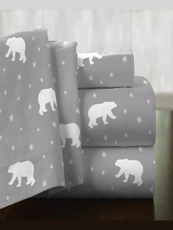 Комплект простыней из хлопковой фланели повышенной плотности Polar Bear Pointehaven