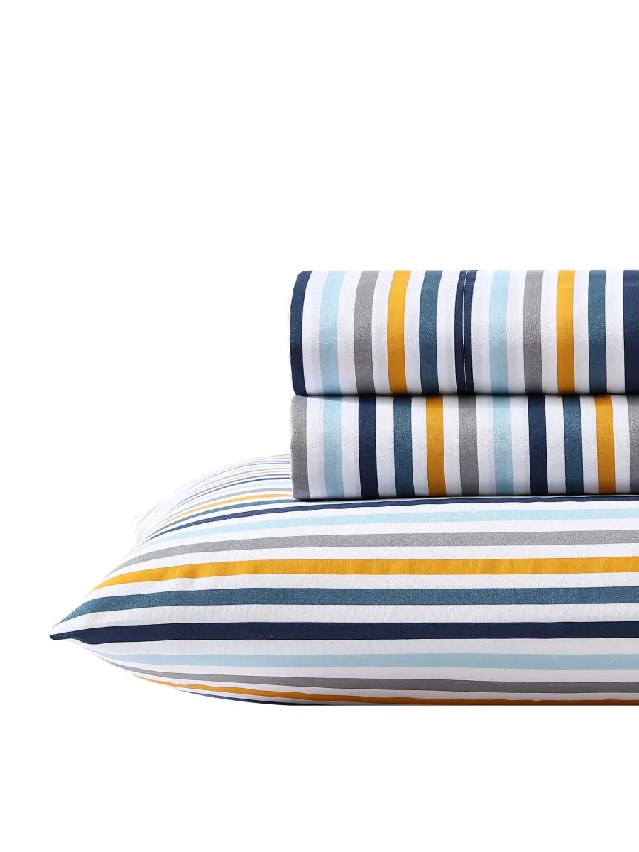 Комплект постельного белья из микрофибры, 4 предмета, размер Queen Eddie Bauer, Vivid Stripe