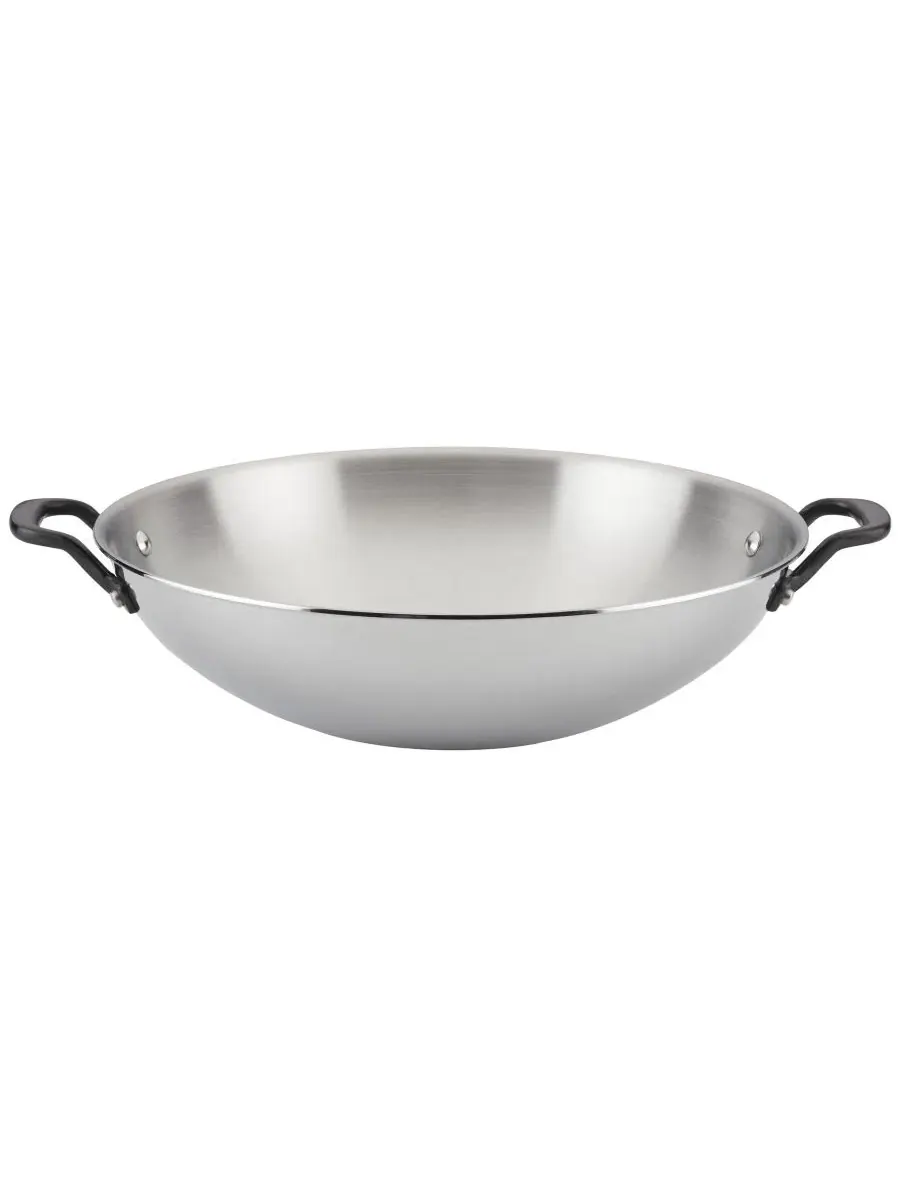 Вок из нержавеющей стали 5-слойный 38 см KitchenAid, Polished Stainless Steel