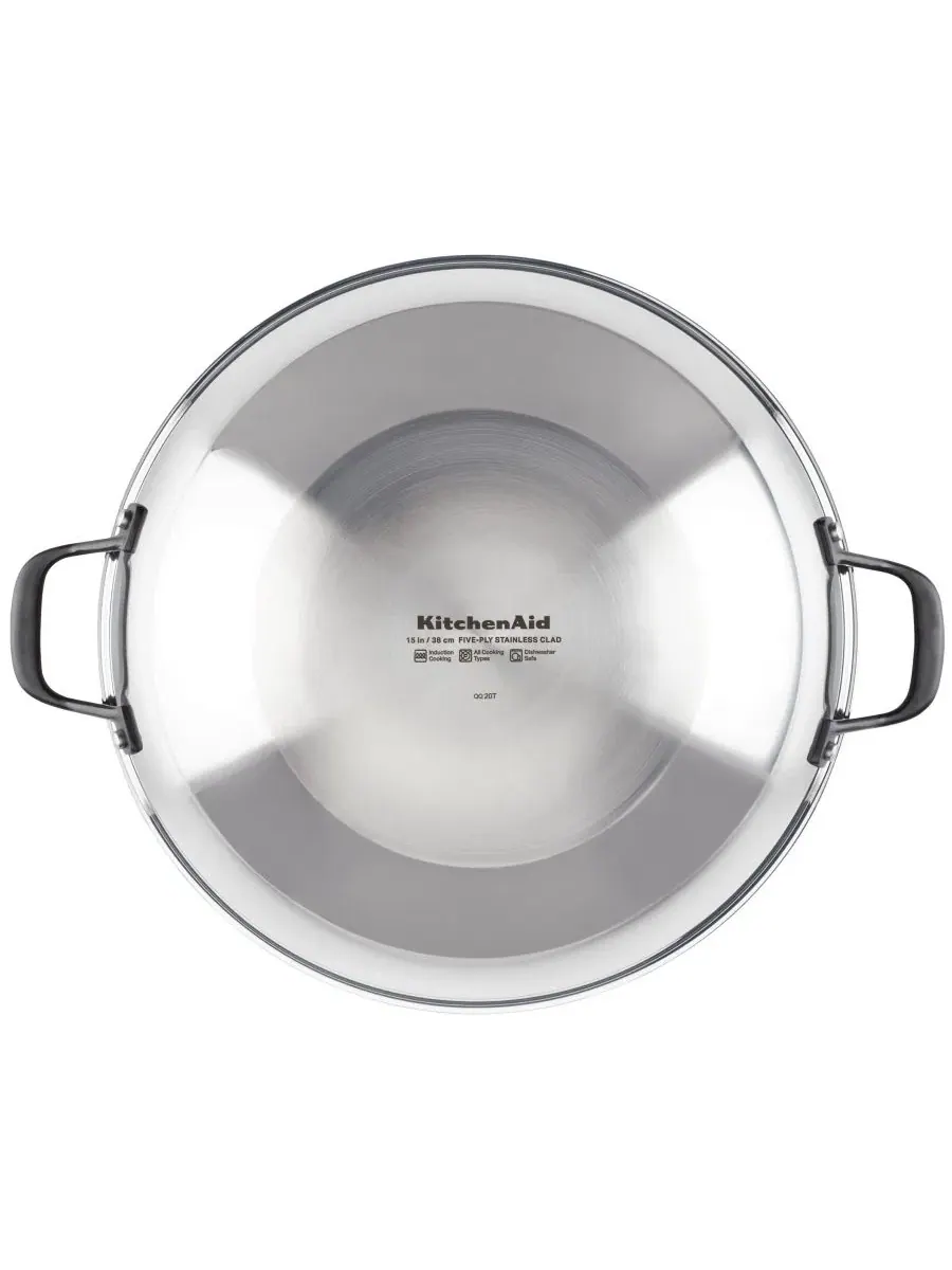 Вок из нержавеющей стали 5-слойный 38 см KitchenAid, Polished Stainless Steel — изображение 9 из 10