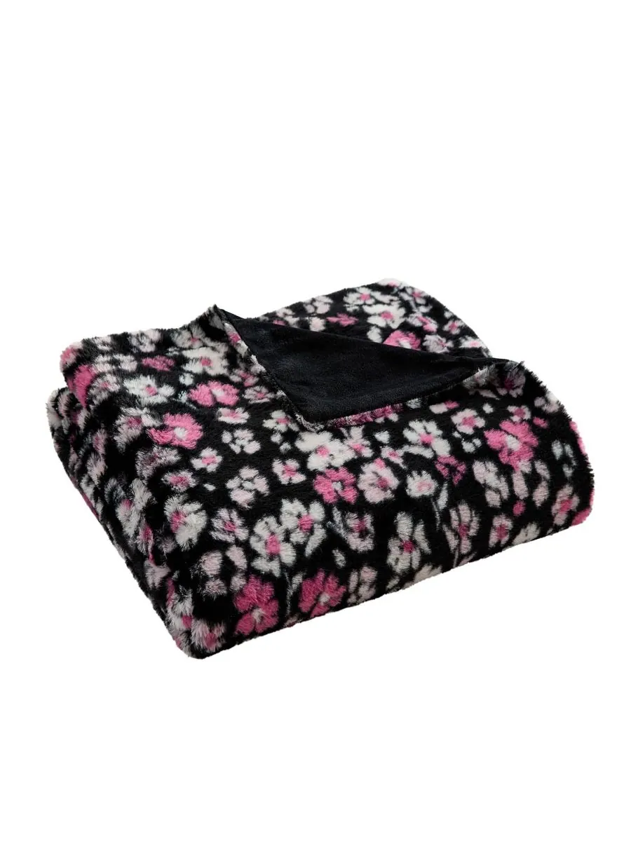 Плед из искусственного кроличьего меха с принтом, 70 x 50 дюймов Betsey Johnson, Leopard Rosettes