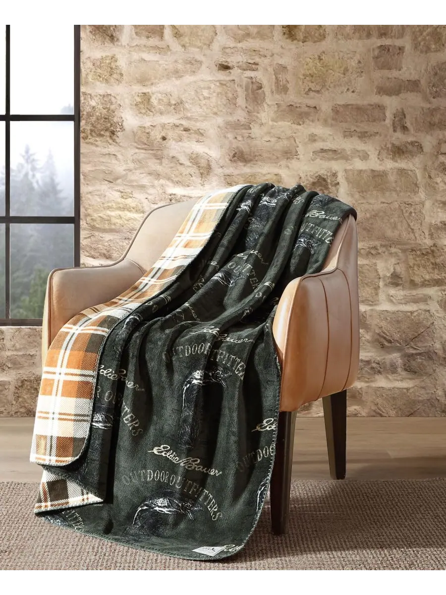 Плед из мягкой фланели с принтом, 70 x 60 дюймов Eddie Bauer, цвет trailhead plaid