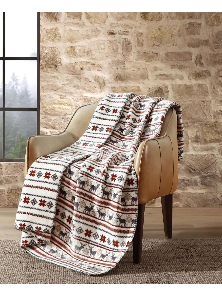 Плед из мягкой фланели с принтом, 70 x 60 дюймов Eddie Bauer, Northern Snowflake