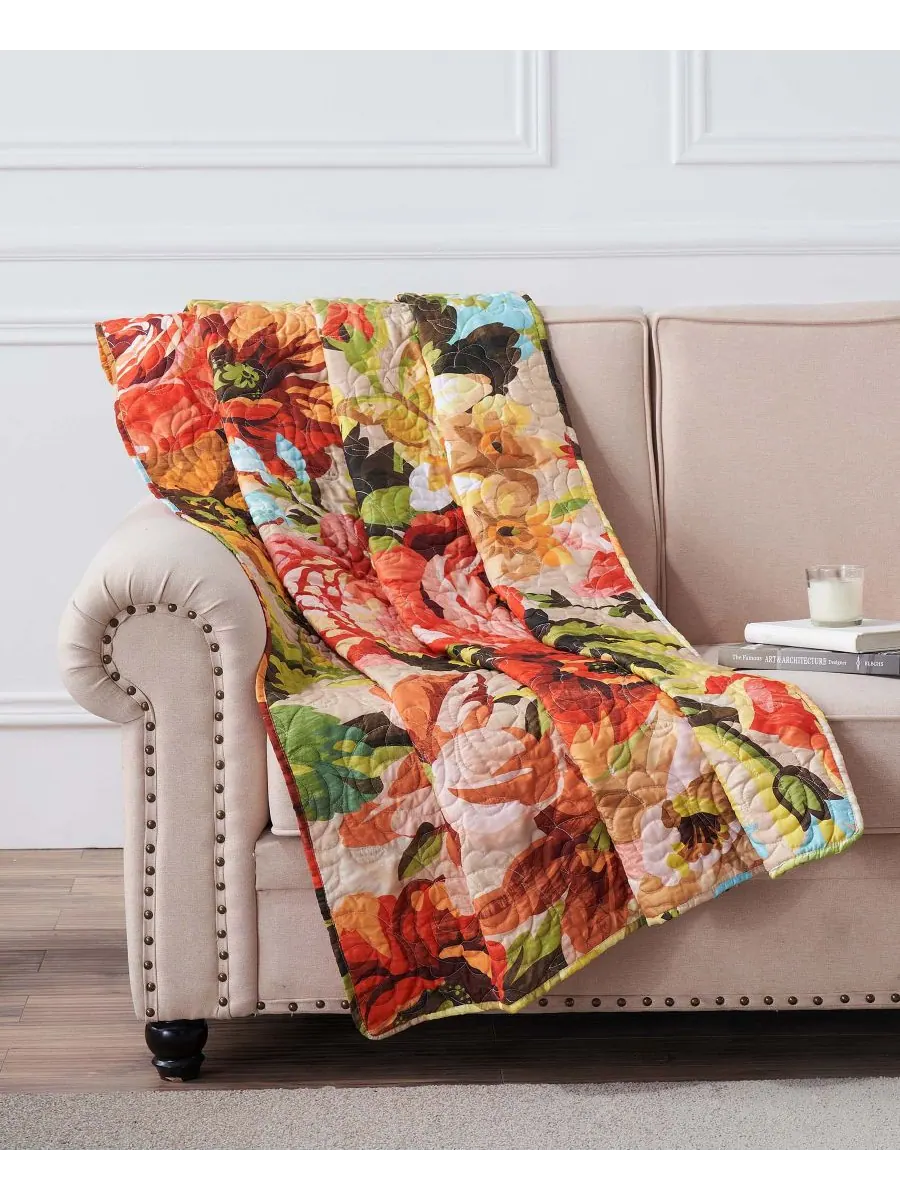 Стеганый плед Senna Boho с цветочным принтом, 50 x 60 дюймов Greenland Home Fashions, цвет harvest