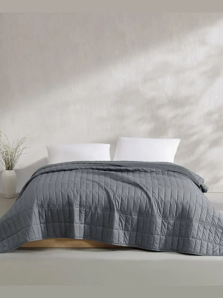 Стеганое одеяло из перкаля Calvin Klein, Washed Percale Solid Cotton Quilt Set