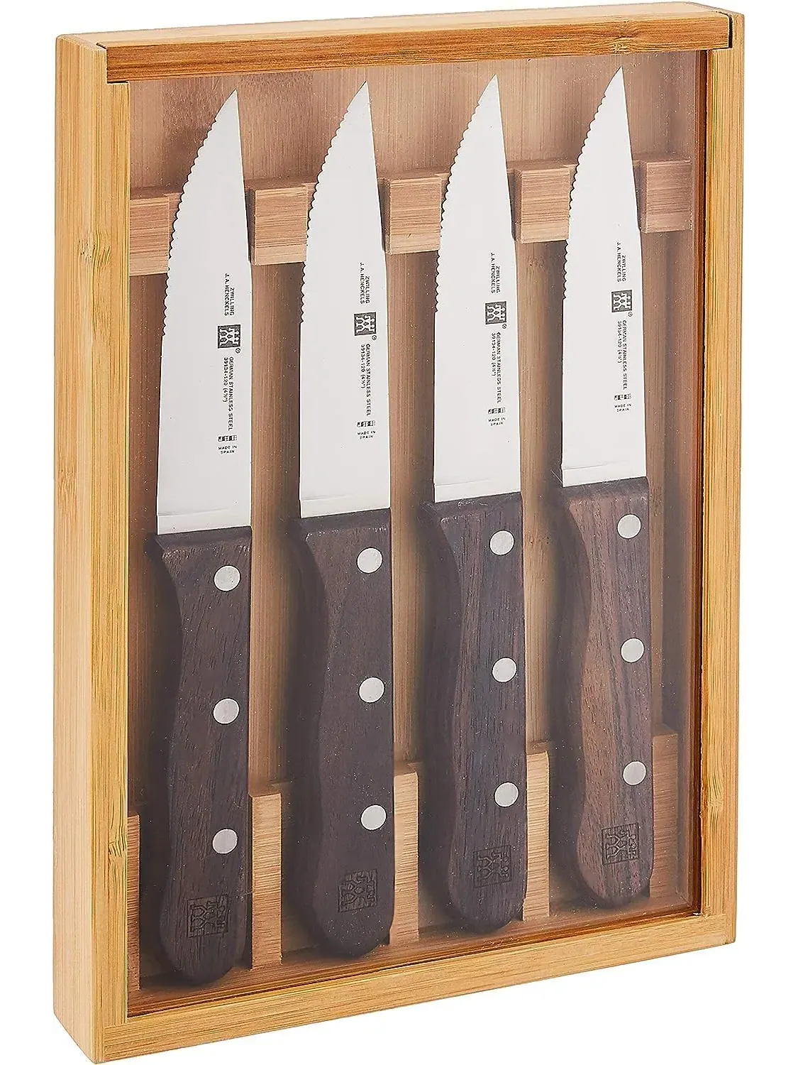 Набор ножей для стейка ZWILLING Steak Knives, 4 предмета, палисандр/серрейтор — изображение 4 из 5