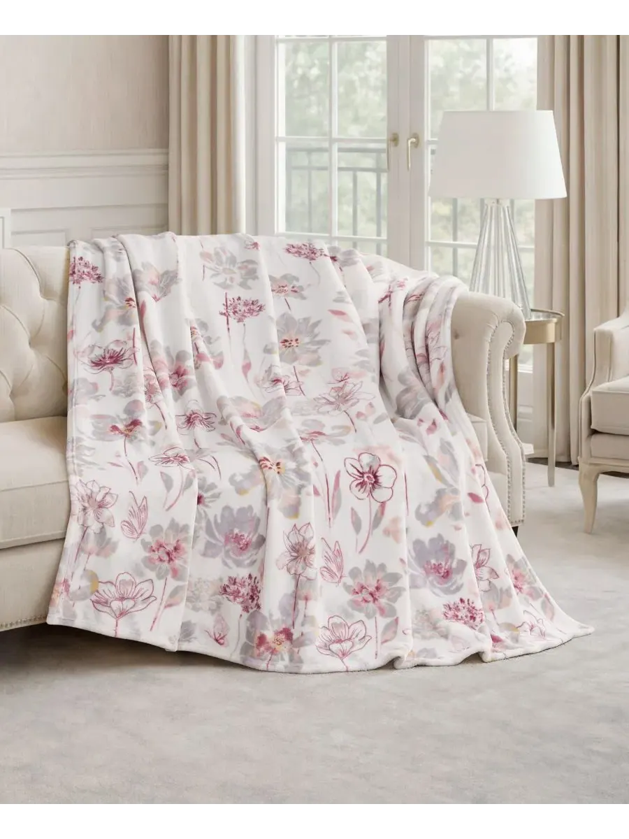 Плед из плюша 152 x 178 см с принтом Serenity Floral BCBG, Serenity Floral — изображение 3 из 7