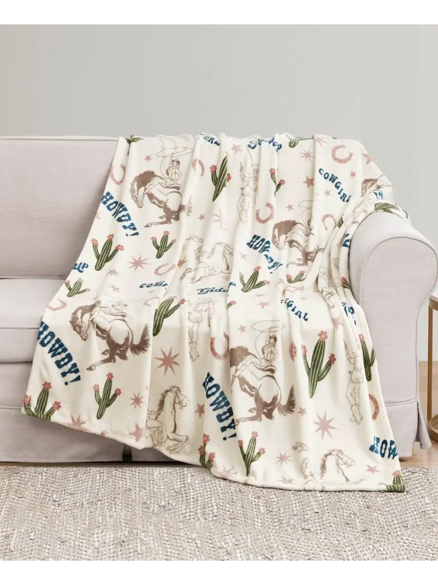 Элегантный плюшевый плед, 127 x 152 см Jessica Simpson, Giddy Up Cowgirl — изображение 3 из 5