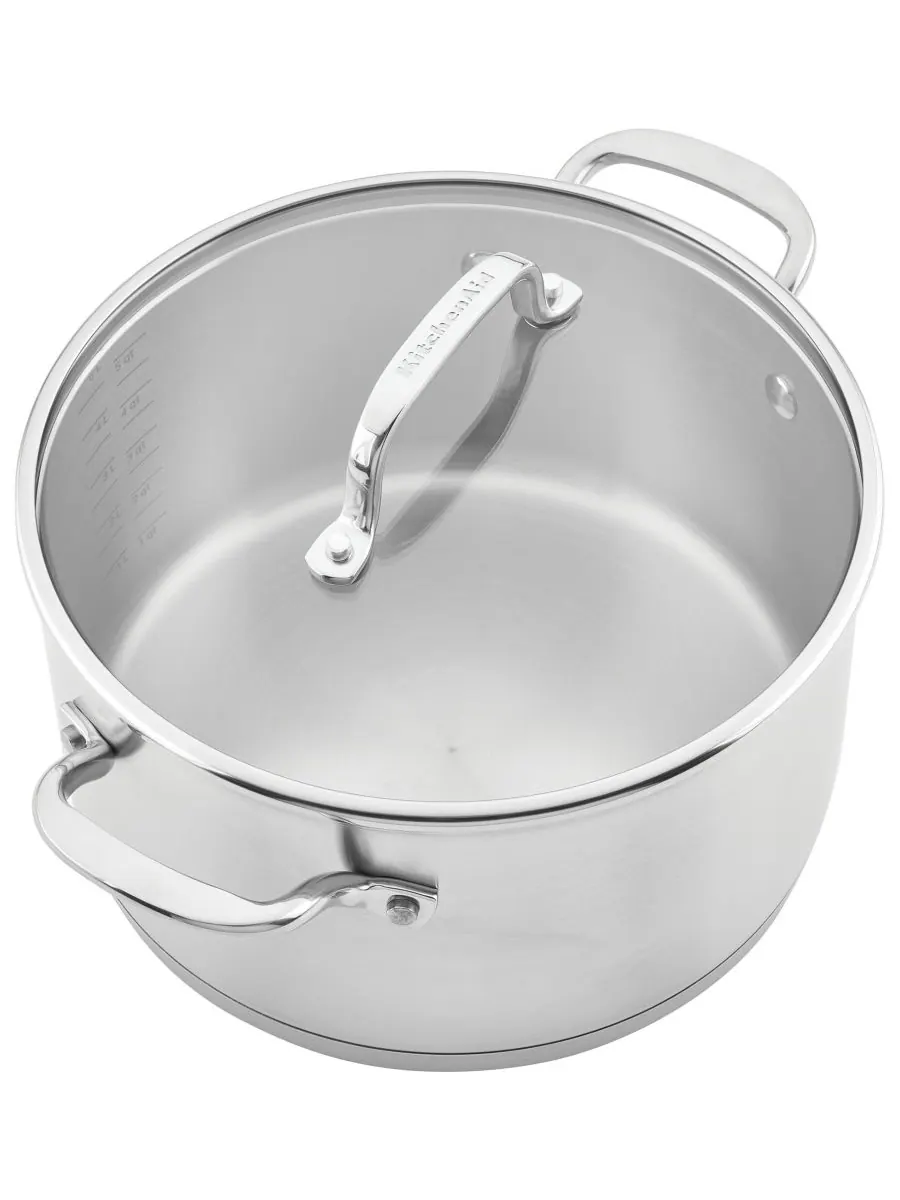 Набор посуды KitchenAid 3-Ply Base Stainless Steel, 11 предметов, глянцевая сталь — изображение 6 из 9