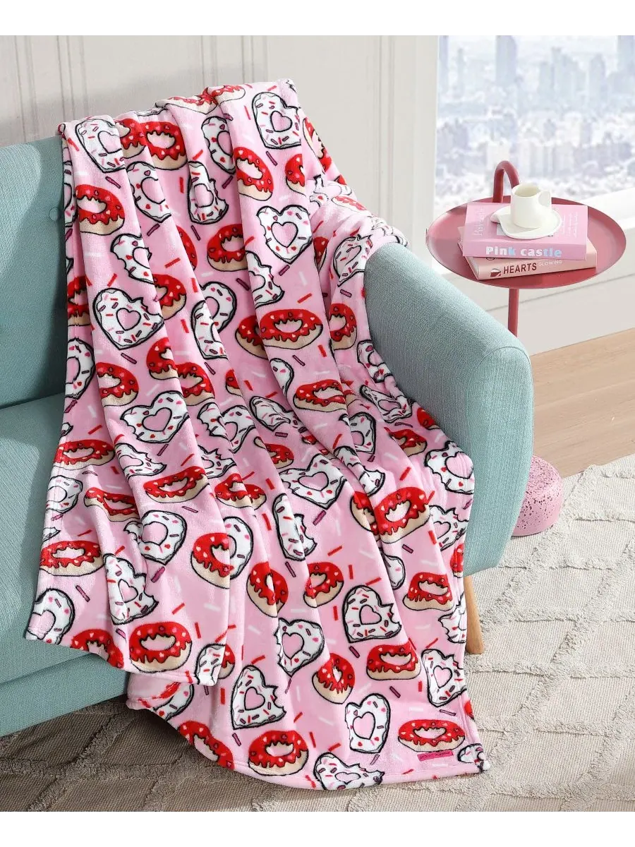 Ультрамягкий плюшевый флисовый плед, 127 x 178 см Betsey Johnson, Donut Hearts