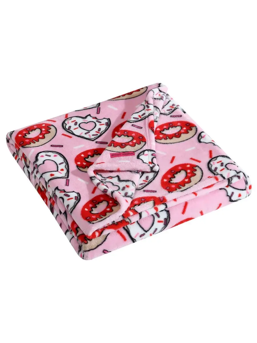 Ультрамягкий плюшевый флисовый плед, 127 x 178 см Betsey Johnson, Donut Hearts — изображение 5 из 6