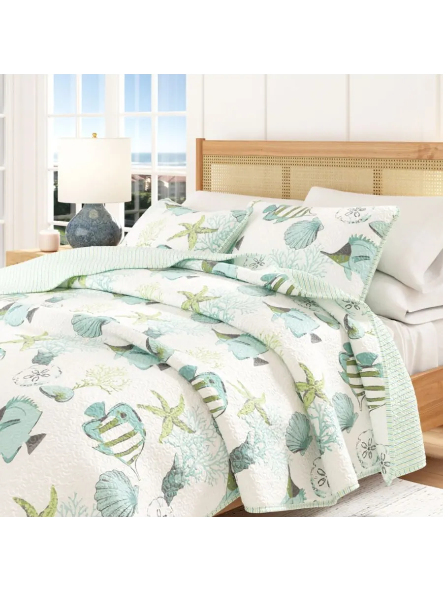 Комплект постельного белья из микрофибры Coastal с наволочками Linery & Co, Fish & coral, Full/Queen