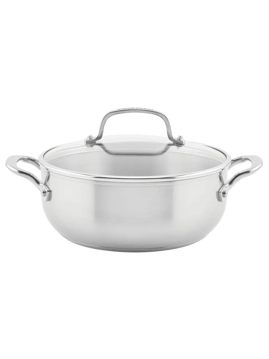 Кастрюля KitchenAid 3-Ply Base Stainless Steel Induction Casserole, 3,8 л