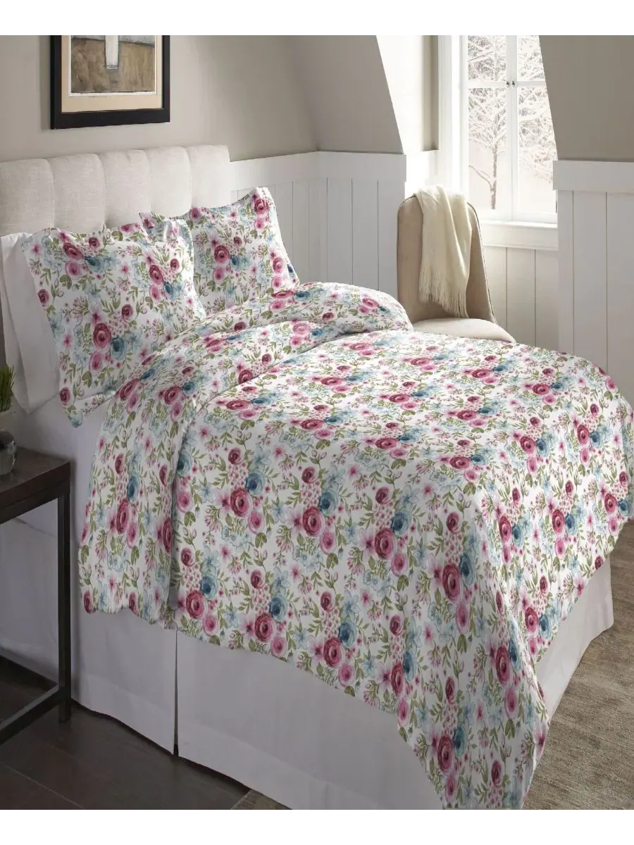 Комплект постельного белья из фланели Rose Floral, Twin/Twin XL Pointehaven, Sylvan