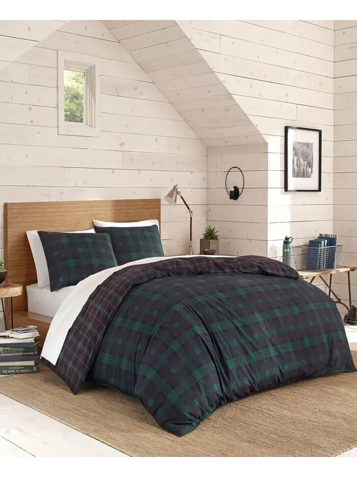 Наборы пододеяльников зеленого цвета Woodland Tartan Eddie Bauer — изображение 3 из 4