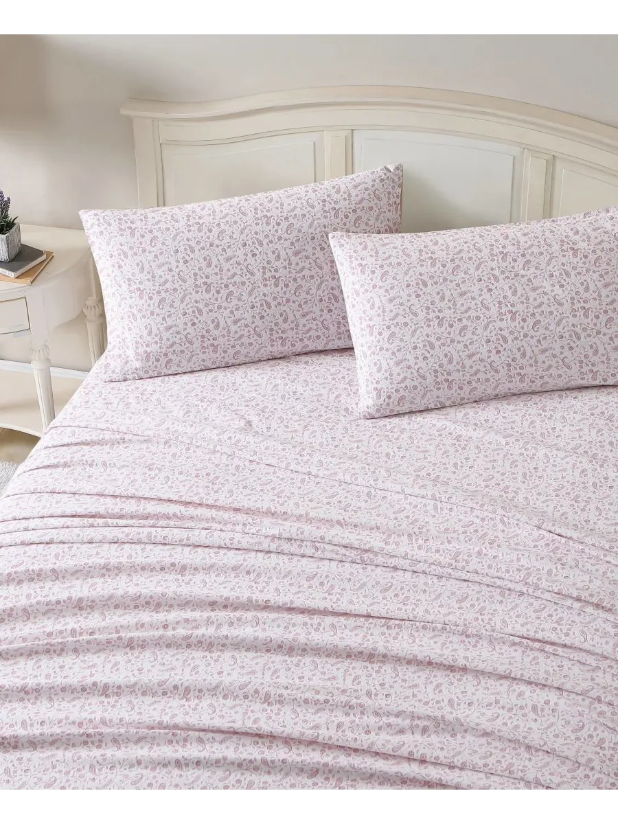 Laura Ashley Комплект постельного белья из хлопковой фланели Paisley Prance, 4 предмета, размер — изображение 3 из 6