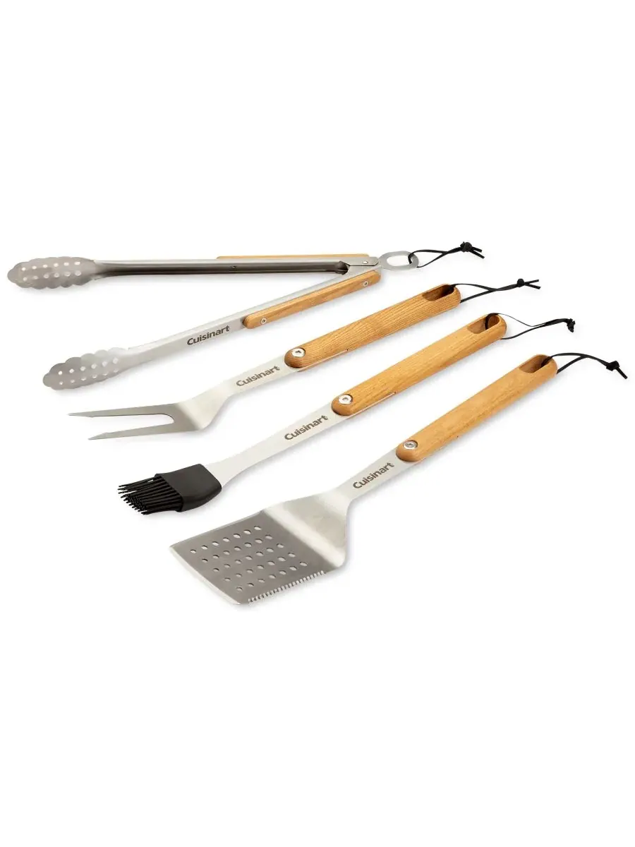 Набор инструментов для гриля из ясеня, состоящий из 4 предметов Cuisinart, Wood/Stainless Steel