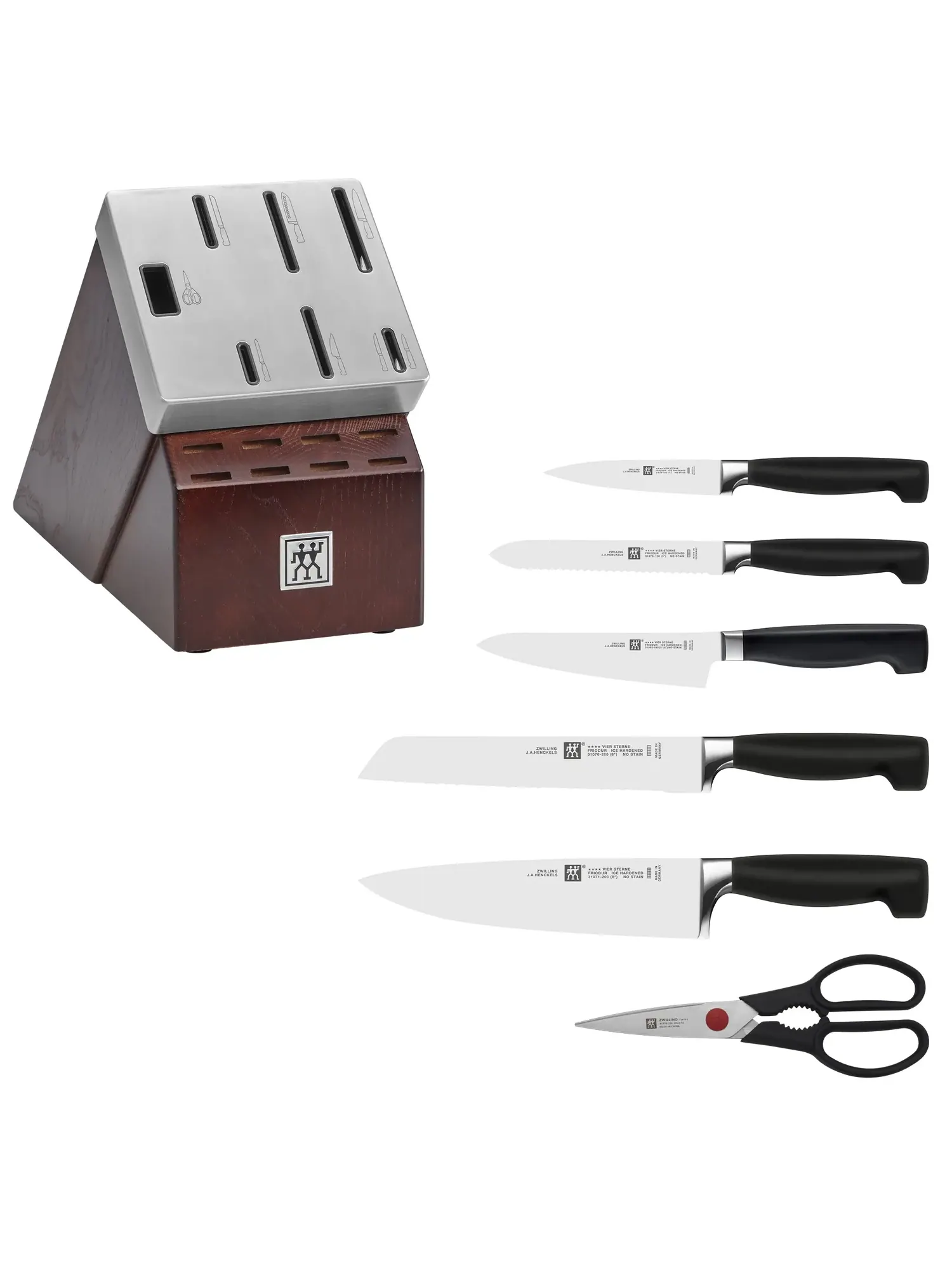 Набор ножей самозатачивающихся ZWILLING Four Star, 7 предметов, коричневый/ясень — изображение 4 из 7