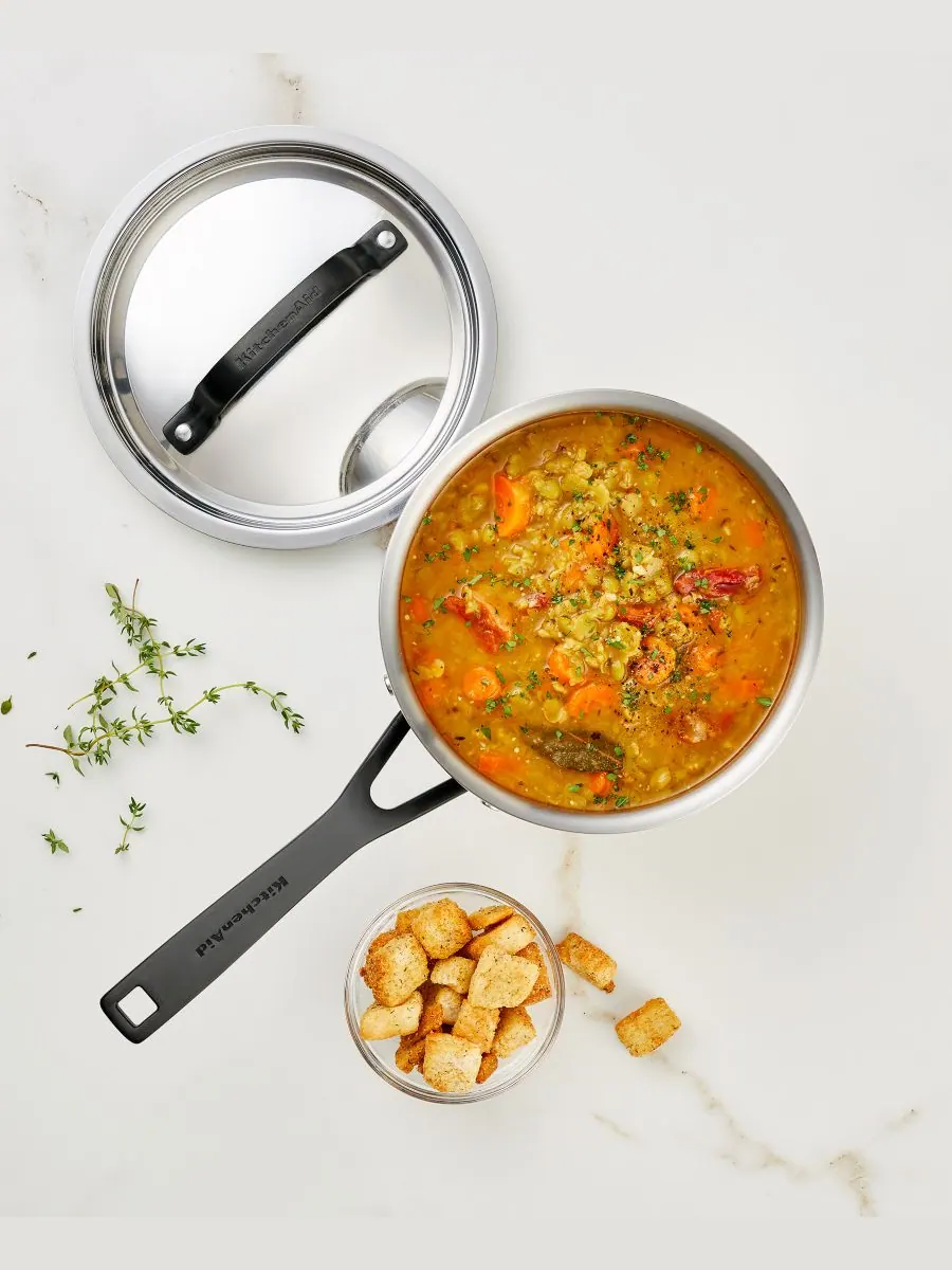 Ковш с крышкой KitchenAid 5-Ply Clad Stainless Steel Induction, 1,4 л, Полированная сталь с черной — изображение 5 из 5