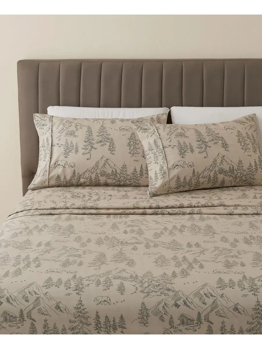 Комплект постельного белья из микрофибры с лесным принтом Lodge-Inspired Linery & Co