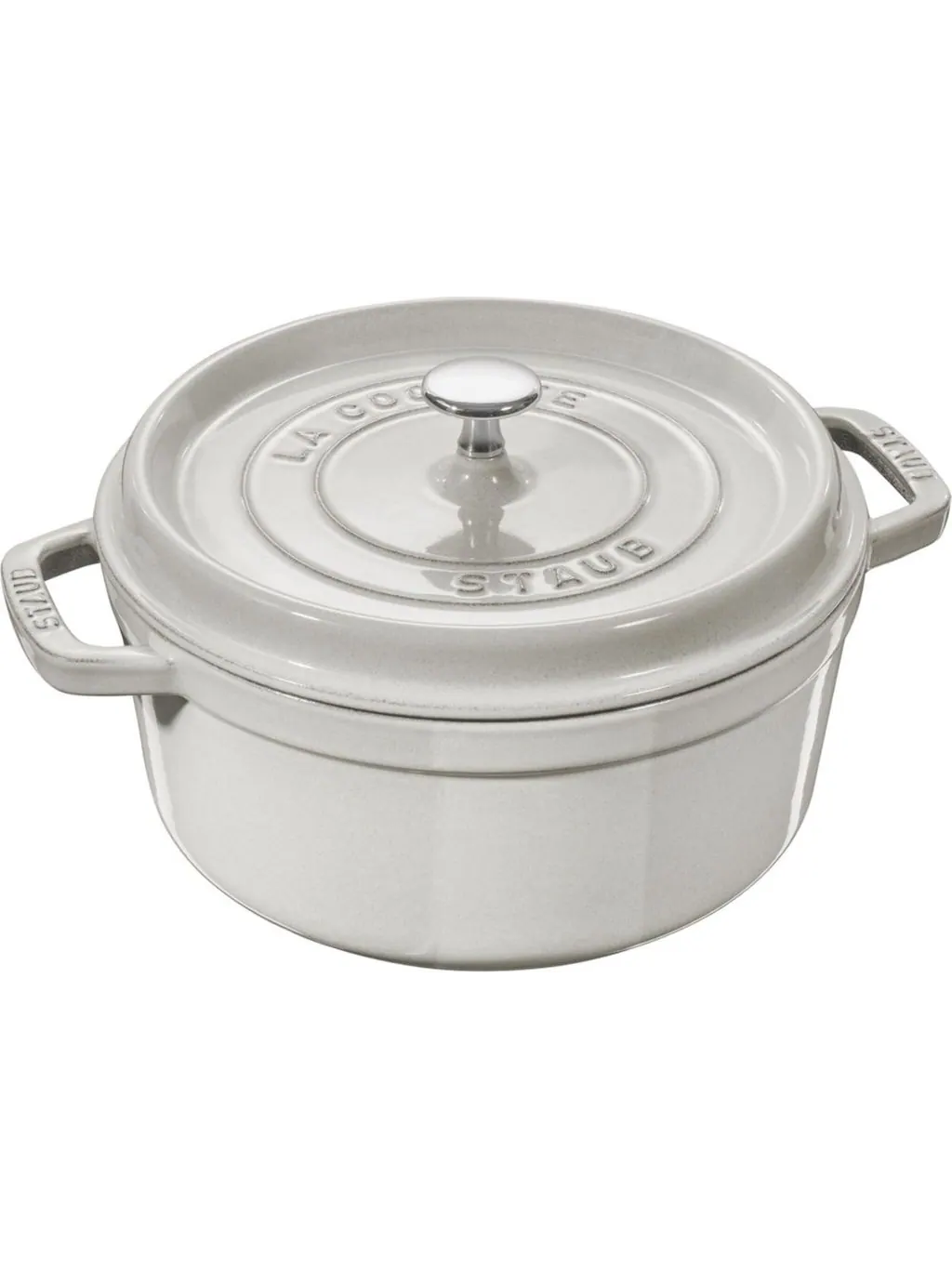 Круглая чугунная кокотница Staub, 28 см, 6.7 л, белый трюфель